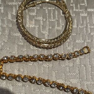 Gold sparkling Crystal Bracelet and Earrings set